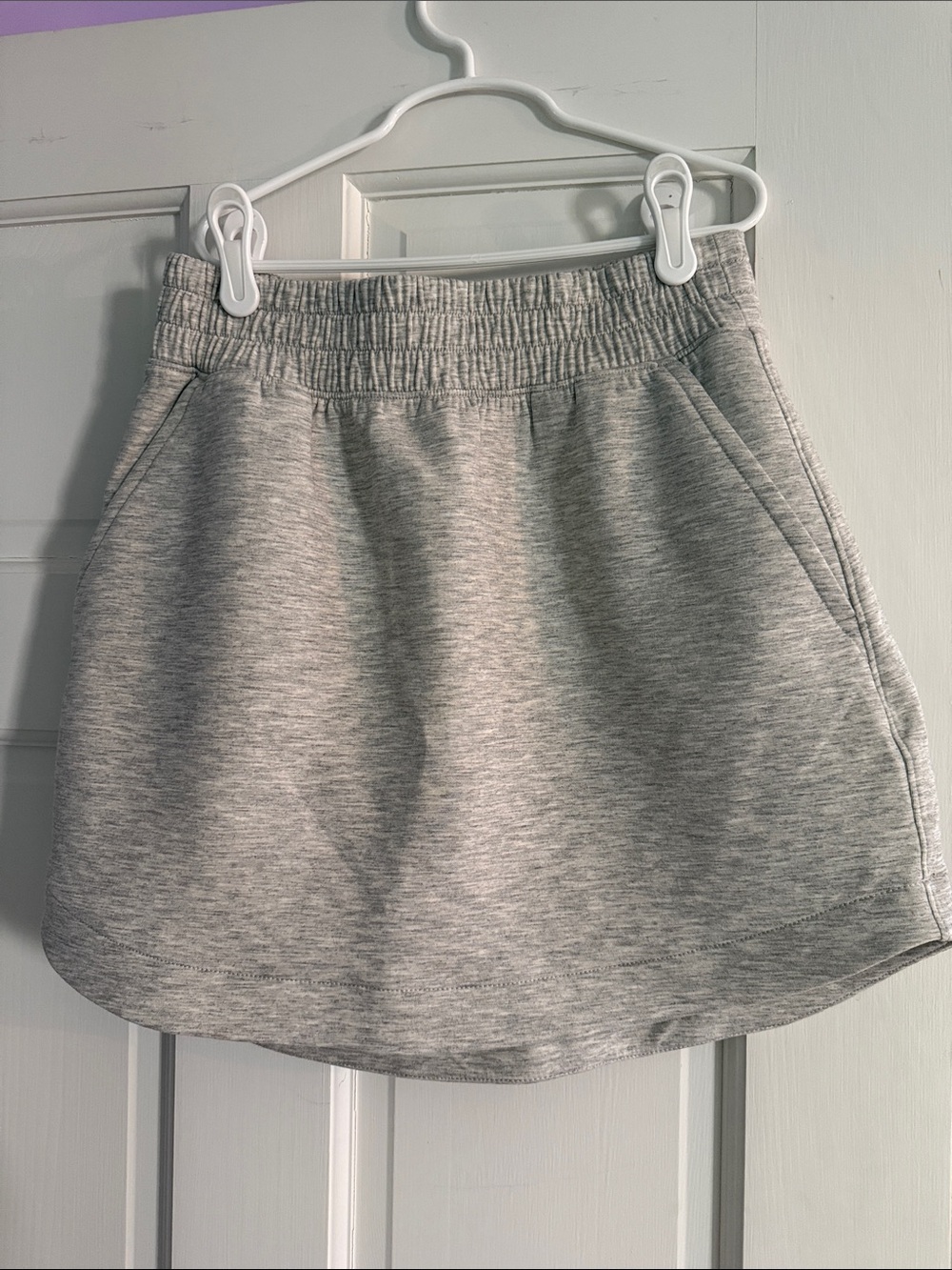 Heather Gray Casual Circle Skirt with Elastic Waist